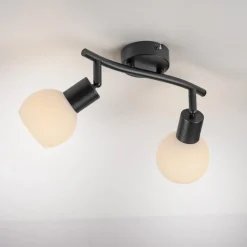 Loftlamper|Loftlamper ^ JUST LIGHT. GmbH JUST LIGHT. Loki loftlampe, 2 lyskilder, sort, jern, glas