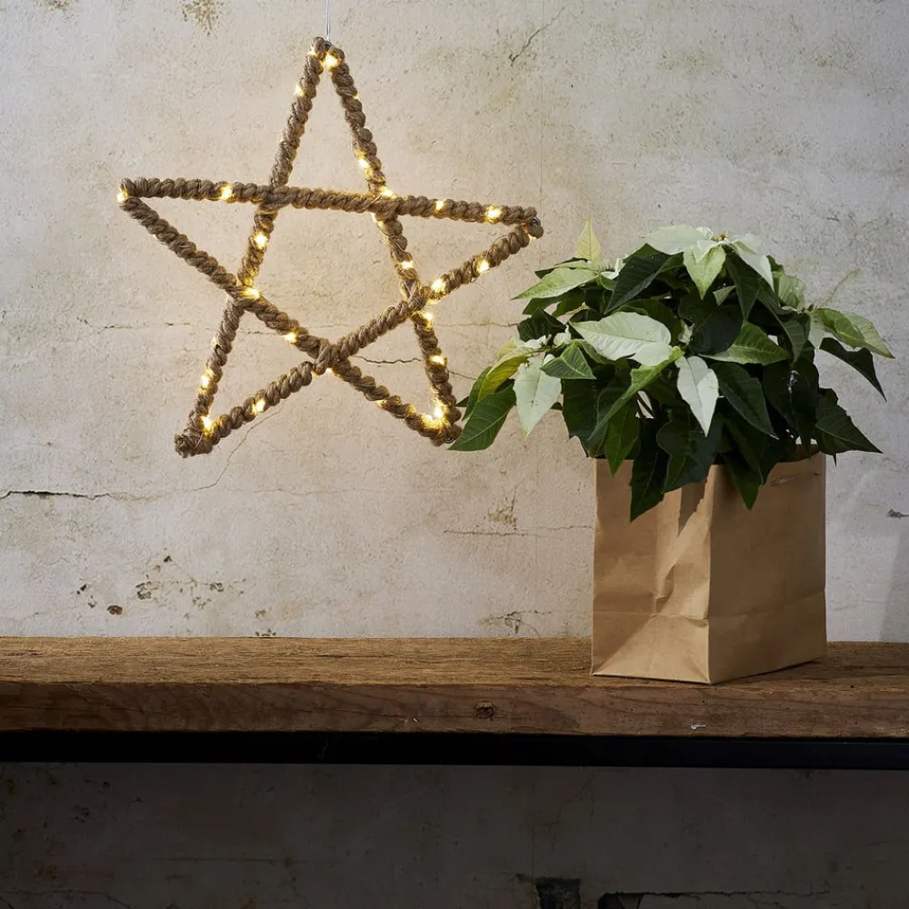 STAR TRADING Julepynt|Julestjerner > Jutta LED-dekostjerne, omviklet med jutereb