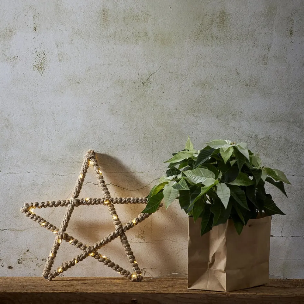 STAR TRADING Julepynt|Julestjerner > Jutta LED-dekostjerne, omviklet med jutereb