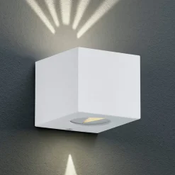 Væglamper ^ Reality Leuchten Kantet udendørs LED-væglampe Cordoba, mørkegrå