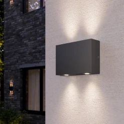 Væglamper ^ Lucande Kantet udendørs væglampe Henor med 4 LED