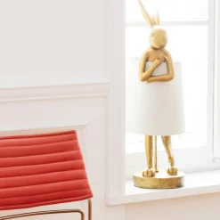 KARE Bordlamper > Animal Rabbit bordlampe, guld/hvid, 68 cm, E14