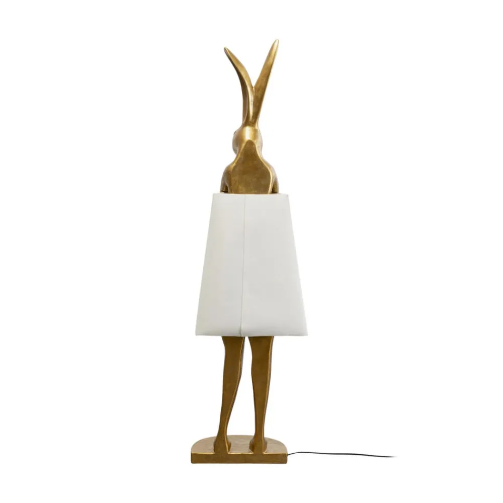 KARE Gulvlamper|Gulvlamper > Animal Rabbit gulvlampe, guld, hvidt hørstof, 150 cm