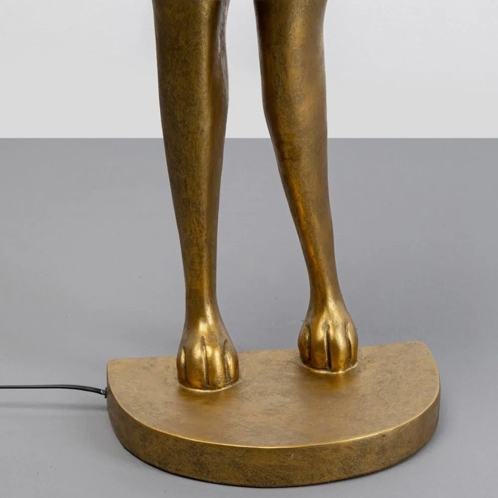 KARE Gulvlamper|Gulvlamper > Animal Rabbit gulvlampe, guld, hvidt hørstof, 150 cm