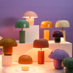 KARE Bordlamper > bordlampe Mushroom, lilla/grøn, metal, 20 cm, E14