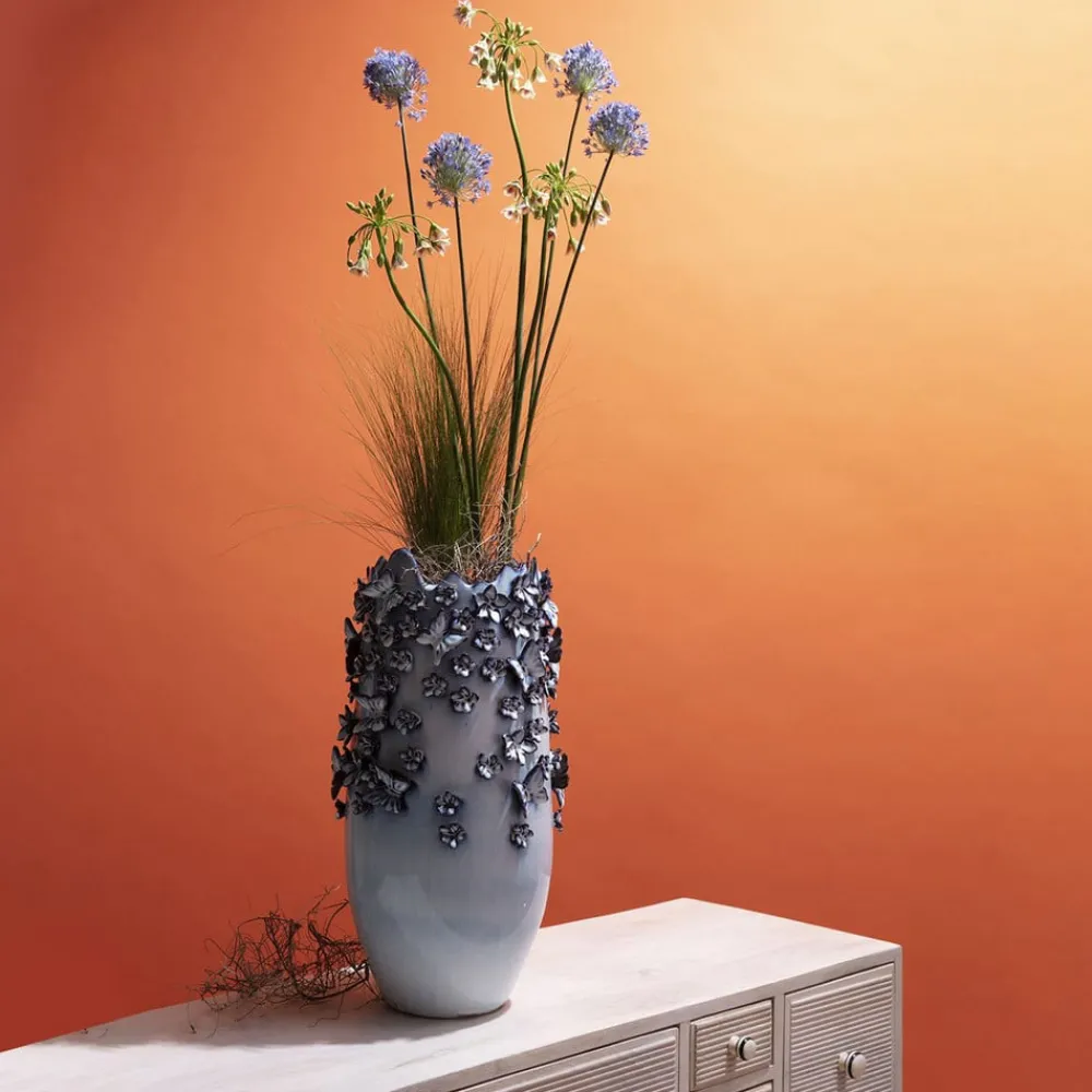 Møbel Og Interiør ^ KARE Butterflies-vase, lyseblå, højde 50 cm, stentøj