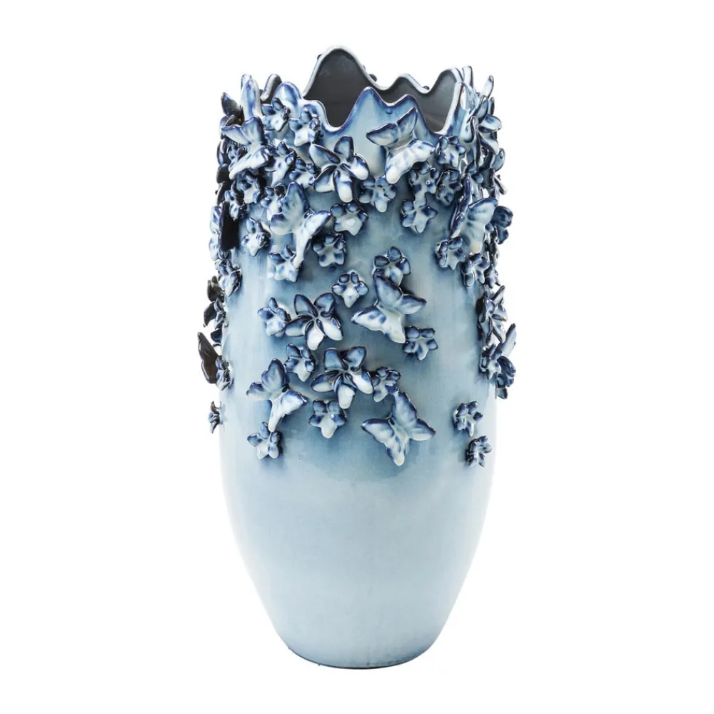 Møbel Og Interiør ^ KARE Butterflies-vase, lyseblå, højde 50 cm, stentøj
