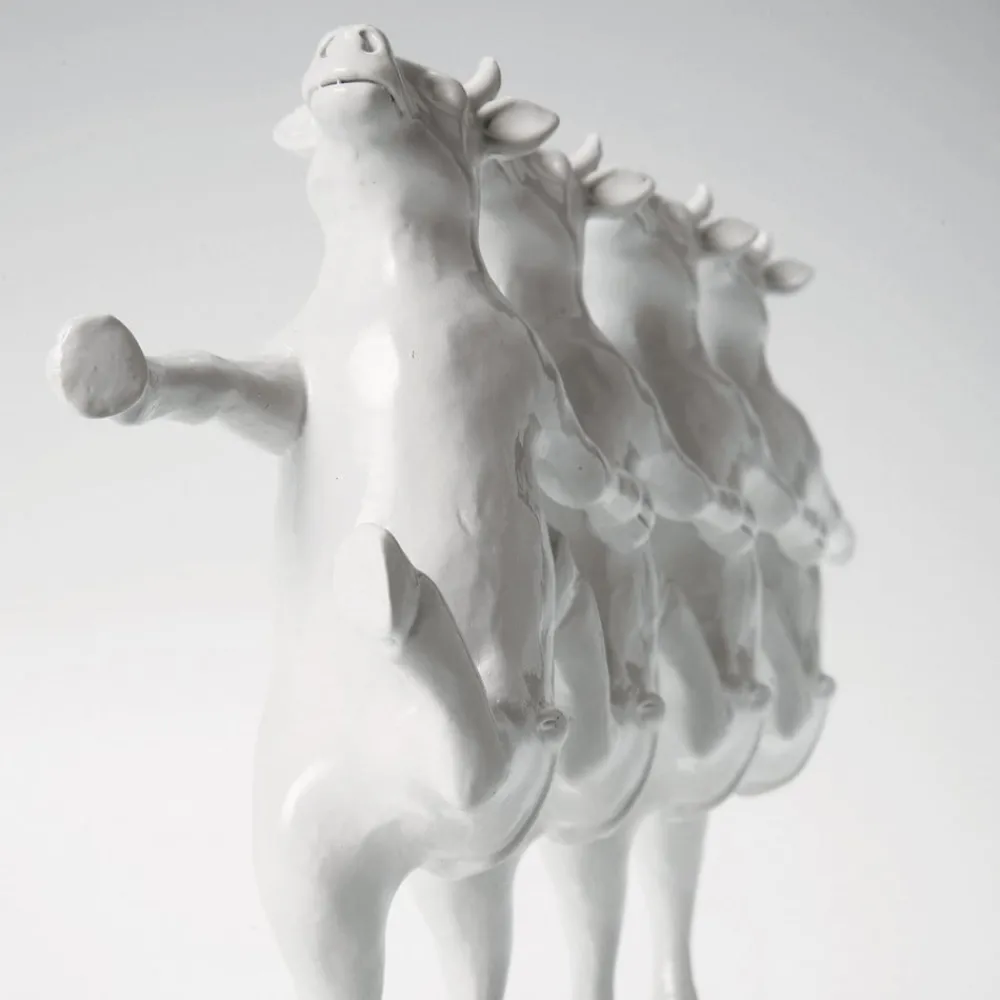 KARE Møbel Og Interiør > Dancing Cows dekorativ figur, hvid, polyresin, højde 23 cm