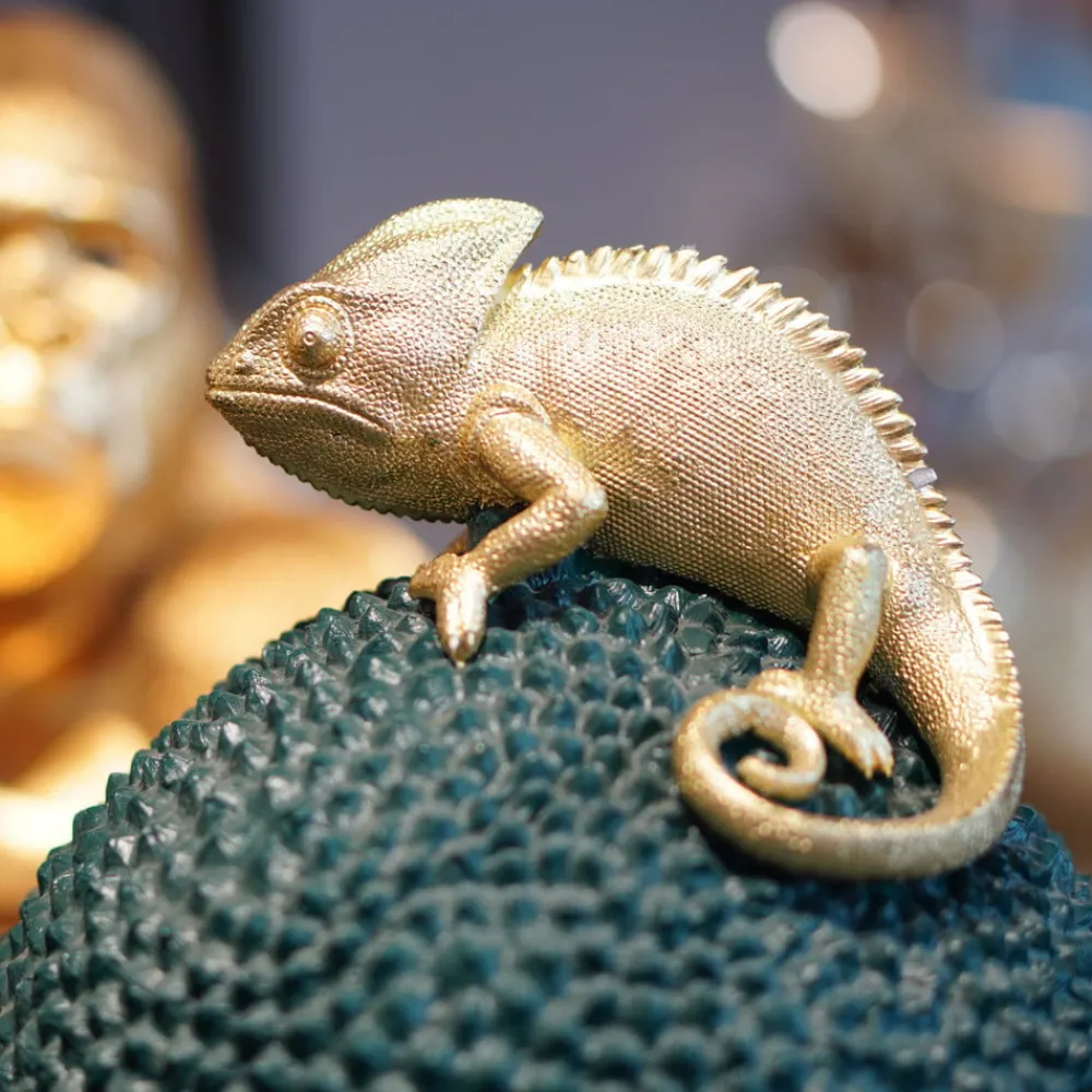 Møbel Og Interiør ^ KARE dekorationsæske Chameleon, højde 34 cm, mørkegrøn, guld