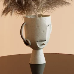 KARE Møbel Og Interiør > Face Pot-vase, højde 30 cm, glaseret stentøj, bemalet