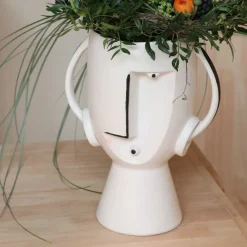 KARE Møbel Og Interiør > Face Pot-vase, højde 30 cm, glaseret stentøj, bemalet