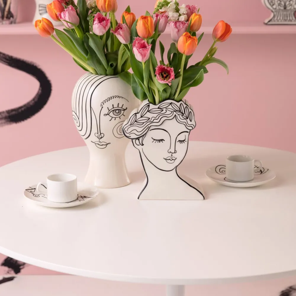 KARE Møbel Og Interiør > Favola Lady-vase, højde 25 cm, keramik, sort/hvid