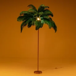 Gulvlamper|Gulvlamper ^ KARE Feather Palm gulvlampe med fjer, grøn