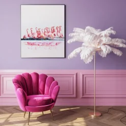 Gulvlamper|Gulvlamper ^ KARE Feather Palm gulvlampe med fjer, hvid