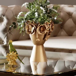 Møbel Og Interiør ^ KARE Flowercrown dekorativ vase, højde 30 cm, Ø 20 cm, guldfarvet