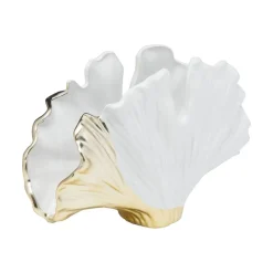 KARE Møbel Og Interiør > Ginkgo Elegance-vase, højde 18 cm, stentøj, hvid, guld