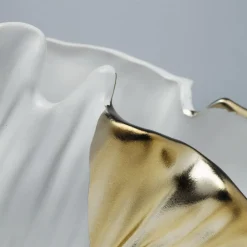 KARE Møbel Og Interiør > Ginkgo Elegance-vase, højde 18 cm, stentøj, hvid, guld