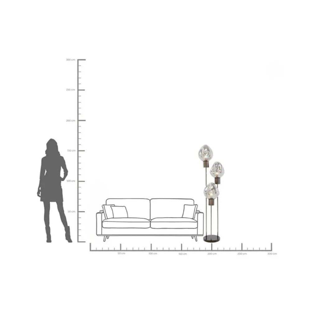 KARE Gulvlamper > Gulvlampe Supernova, røggrå, glas, 160 cm, E27