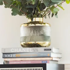 KARE Møbel Og Interiør > Vase LA Noble, højde 18 cm, glas, guld/klar, håndlavet