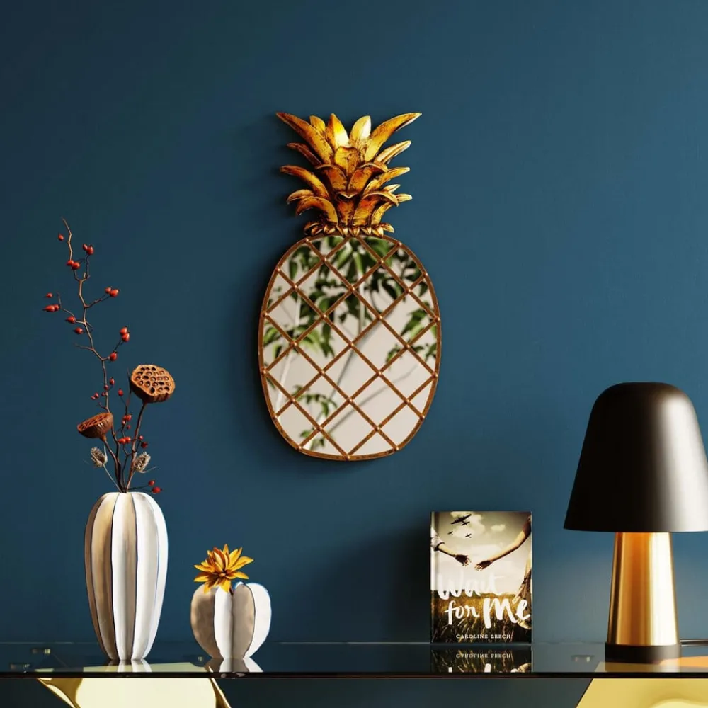 KARE Møbel Og Interiør > vægobjekt Pina Mirror, polyresin, glas, 50 cm, guld