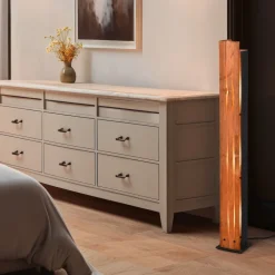 Trio Lighting Gulvlamper > Karuni gulvlampe, træ, metal, lysebrun, sort