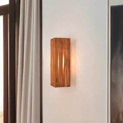Væglamper ^ Trio Lighting Karuni væglampe, naturlig, træ, metal, E14