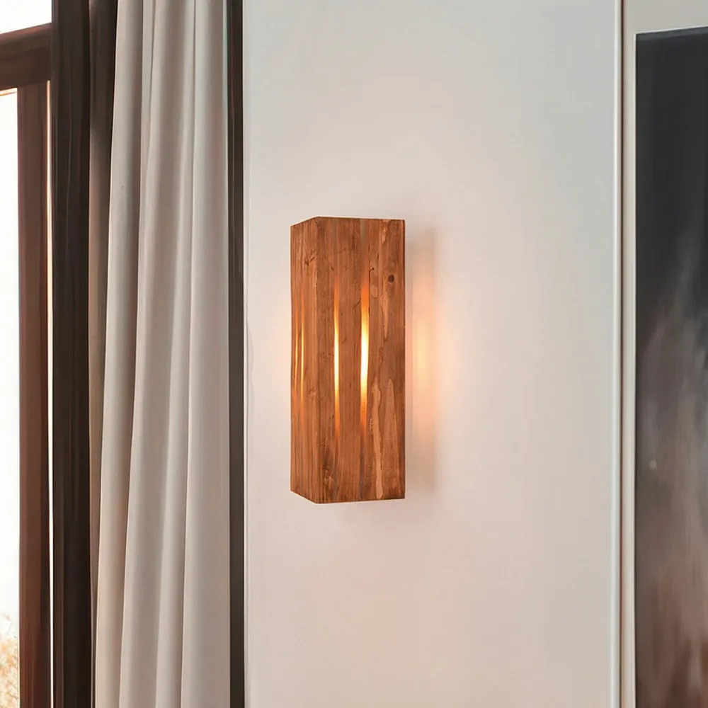 Væglamper ^ Trio Lighting Karuni væglampe, naturlig, træ, metal, E14