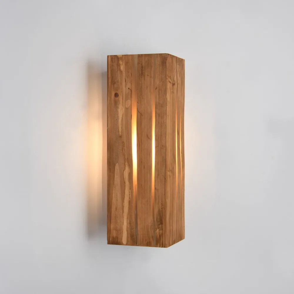 Væglamper ^ Trio Lighting Karuni væglampe, naturlig, træ, metal, E14
