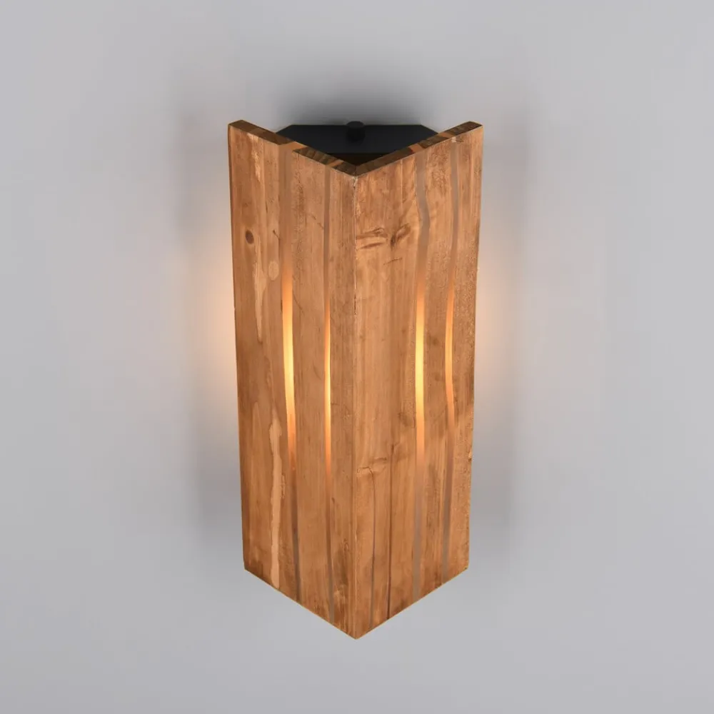Væglamper ^ Trio Lighting Karuni væglampe, naturlig, træ, metal, E14
