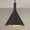 Pendellamper ^ ORION Kegleformet pendellampe Gunda i sort-guld