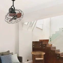 Loftventilatorer ^ FARO BARCELONA Keiki-ventilator, væg og loft, AC, mørkebrun