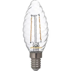 Filament Pære|Led Pærer ^ Sylvania Kertepære E14 ToLEDo 2,5W 827 klar, snoet