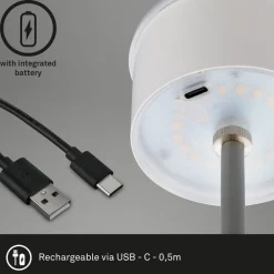 Briloner Terrassebelysning > Kiki LED-bordlampe, mat krom, IP44, 3.000 K, RGBW