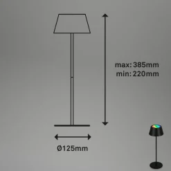 Briloner Terrassebelysning > Kiki LED-bordlampe, sort, IP44, 3.000 K, RGBW