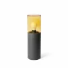 FARO BARCELONA Sokkellamper > Kila sokkellampe, mørkegrå/amber, aluminium/glas, højde 40 cm