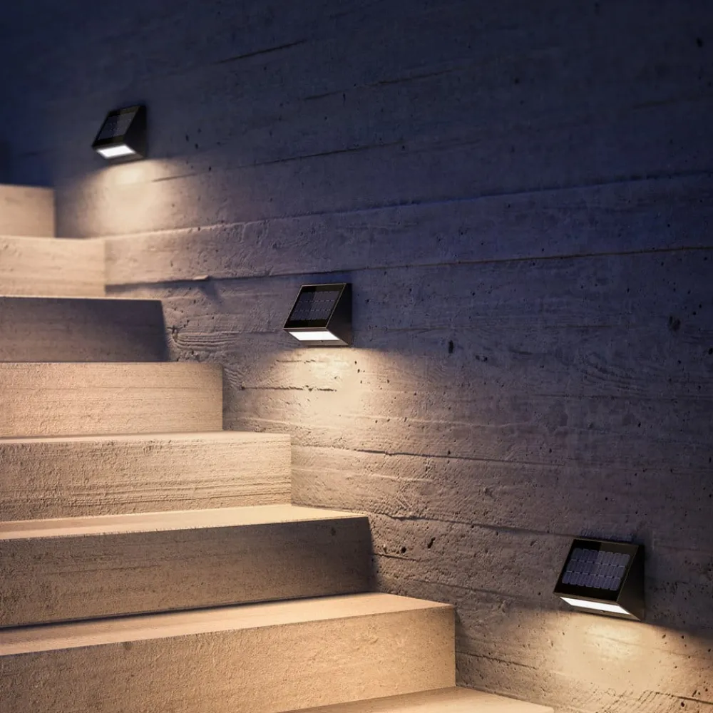 KLEWE Solcellelamper > LED-solcellelampe ECOSTEP, antracit, 17 cm, IP65
