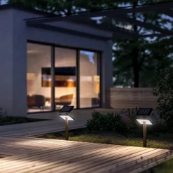 Solcellelamper|Udendørs Spot ^ KLEWE LED-solcellelampe HELIOSTEPPER, antracit, jordspyd, IP65