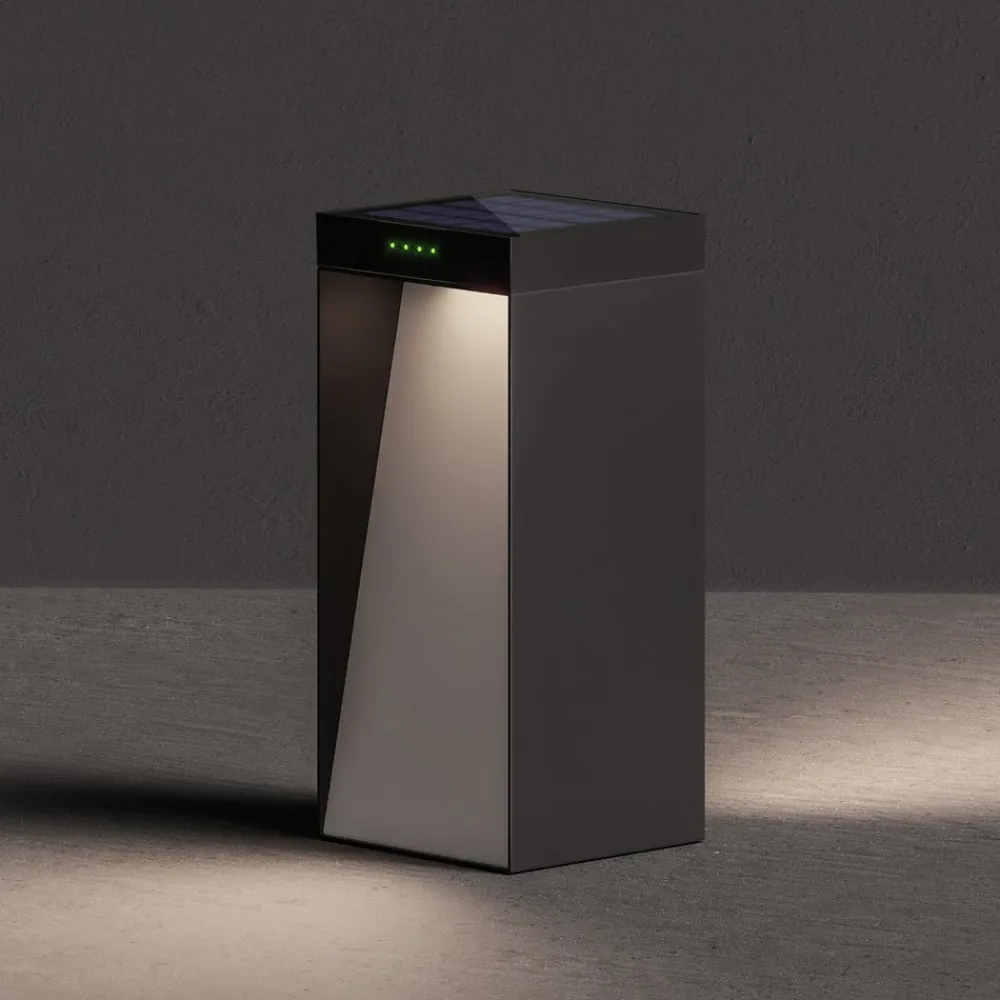 Solcellelamper|Sokkellamper ^ KLEWE LED-solcellelampe MILIO FULL, antracit, 35 cm, aluminium, IP65
