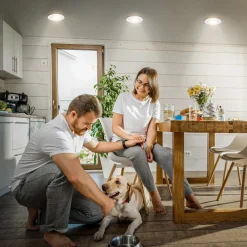 Briloner Loftlamper|Indbygningsspots > Klira indbygningslampe, hvid, Ø 9 cm, IP44, dæmpbar, 3 stk