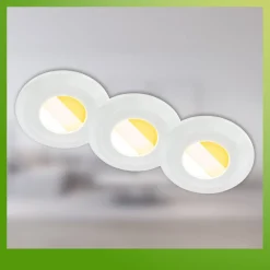 Briloner Loftlamper|Indbygningsspots > Klira indbygningslampe, hvid, Ø 9 cm, IP44, dæmpbar, 3 stk