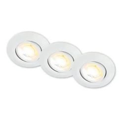 Indbygningsspots ^ Briloner Klira indbygningslampe, hvid, Ø 9 cm, drejelig, 3 stk