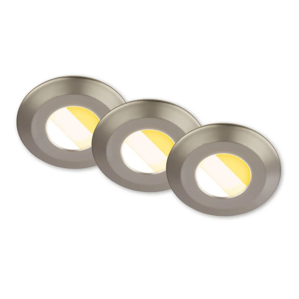 Briloner Loftlamper|Indbygningsspots > Klira indbygningslampe, mat nikkel, Ø 9 cm, IP44, 3 stk