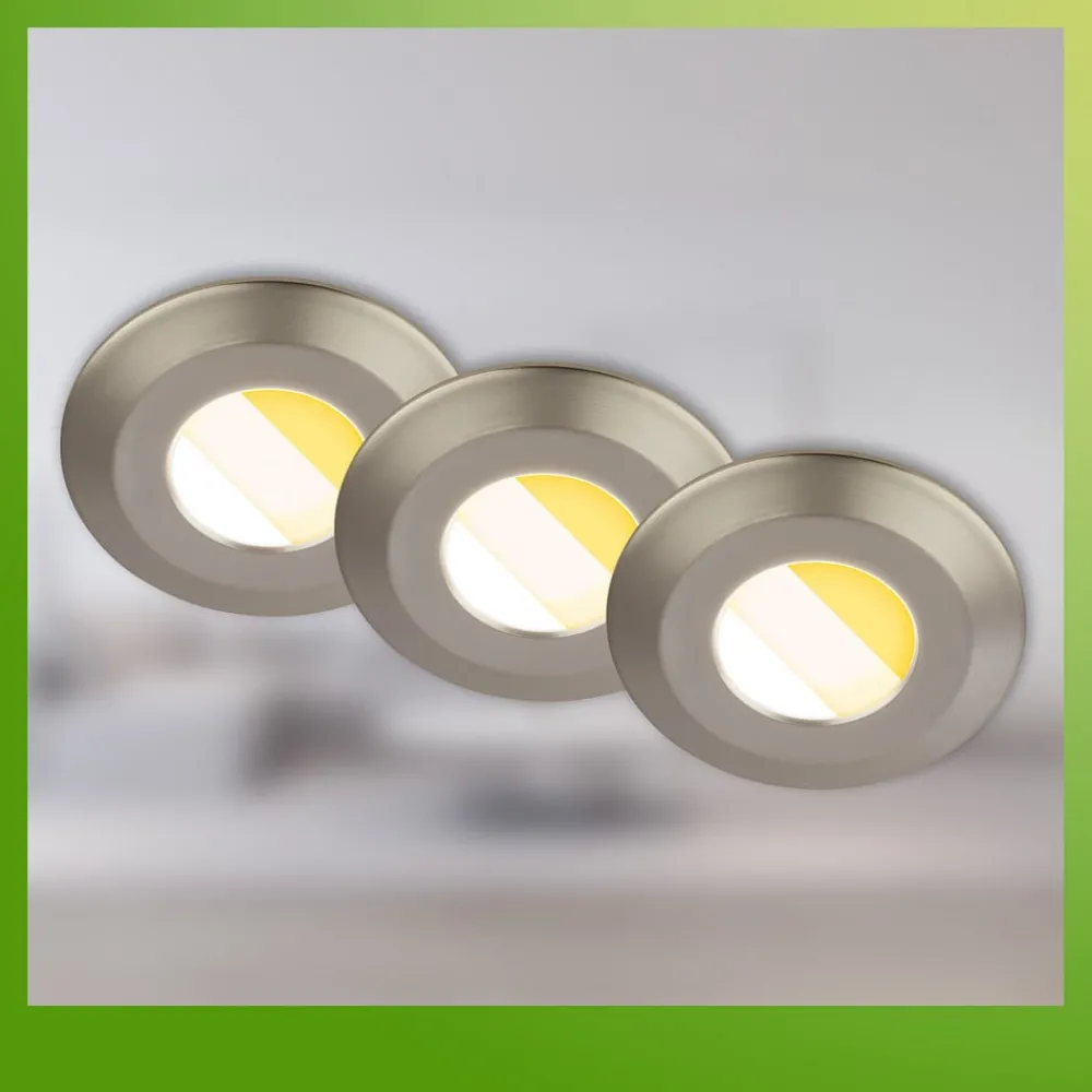 Briloner Loftlamper|Indbygningsspots > Klira indbygningslampe, mat nikkel, Ø 9 cm, IP44, 3 stk
