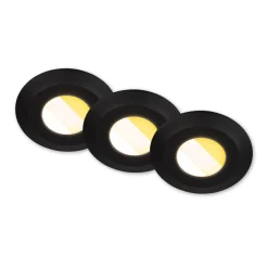 Briloner Loftlamper|Indbygningsspots > Klira indbygningslampe, sort, Ø 9cm, IP44, dæmpbar, 3 stk