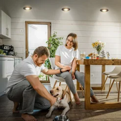Briloner Loftlamper|Indbygningsspots > Klira indbygningslampe, sort, Ø 9cm, IP44, dæmpbar, 3 stk