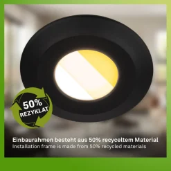 Briloner Loftlamper|Indbygningsspots > Klira indbygningslampe, sort, Ø 9cm, IP44, dæmpbar, 3 stk