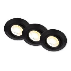 Briloner Indbygningsspots > Klira indbygningslampe, sort, Ø 9 cm, drejelig, 3 stk