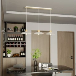 Pendellamper ^ EMIBIG LIGHTING Kobe hængelampe, 3 lyskilder, stål, træ, hvid