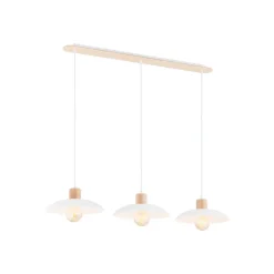 Pendellamper ^ EMIBIG LIGHTING Kobe hængelampe, 3 lyskilder, stål, træ, hvid