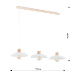 Pendellamper ^ EMIBIG LIGHTING Kobe hængelampe, 3 lyskilder, stål, træ, hvid